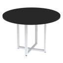 Ver imagem 1 de Mesa de Reunião Redonda P25 Pandin 110 Cm (largura) Tampo Mdp Preto Pé Aço Tubular Branco