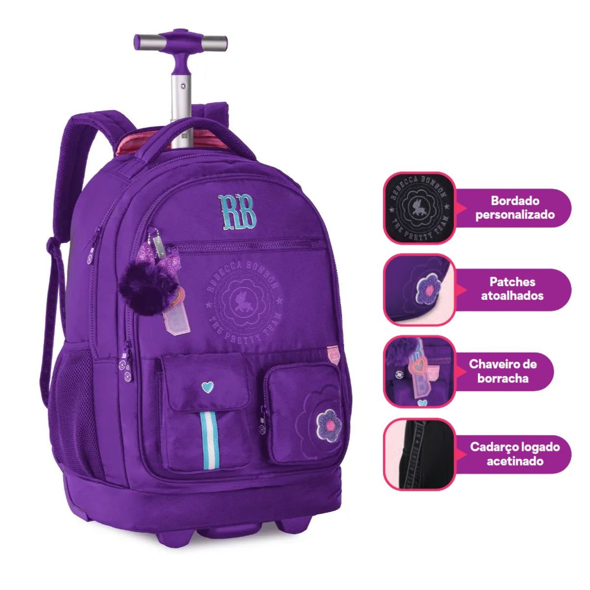 Mochila Rodinhas Rebecca Bonbon com Lancheira Estojo e Garrafa - 2
