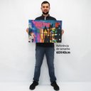Ver imagem 2 de Quadro Decorativo em Canvas Abstrato Intense TaColado Moldura Flutuante 4,5cm Freijó 60 x 40cm