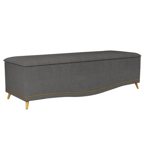 Calçadeira Baú King 195cm Imperial J02 Linho Grafite - Mpozenato