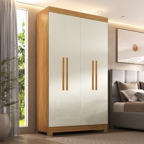 Guarda-Roupa 4 Portas com Pés Paris Espresso Móveis Off White/Cinamono
