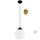 Ver imagem 1 de Lustre Pendente Retro Vintage Preto Esfera 20cm Branca P/led