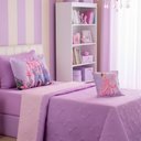 Ver imagem 1 de Kit Cobre Leito Solteiro Colcha Stitch e Angel Infantil 4 Peças:reino Encantado Lilás