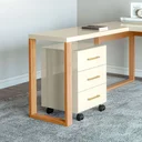 Ver imagem 2 de Gaveteiro Escritório Mdf 3 Gavetas Off White/gold F16