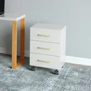 Ver imagem 1 de Gaveteiro Escritório Mdf 3 Gavetas Off White/gold F16