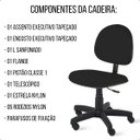 Ver imagem 3 de Cadeira Executiva Giratória Escritório Tecido com Rodízios