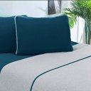 Ver imagem 1 de Jogo de Cama Malha Lençol 100% Algodão Urbano 4 Peças King - Azul Petroleo-mescla