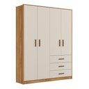 Ver imagem 2 de Jogo de Quarto Infantil Pérola Guarda Roupa e Cômoda Nature/off White - Peternella Móveis
