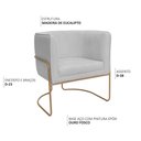 Ver imagem 3 de Kit 02 Poltronas Decorativas Betina Base Aço Ouro Fosco Bouclé Cinza Claro - Nexta Casa