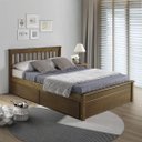 Ver imagem 1 de Conjunto Cama Casal Inglesa com Dois Gavetões em Madeira Maciça Castanho