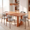 Ver imagem 1 de Conjunto de Jantar com Mesa Tali 180cm e 6 Cadeiras Ema CabeCasa MadeiraOriginals Marrom/Bege