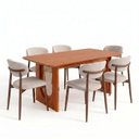 Ver imagem 3 de Conjunto de Jantar Mesa Tali 180cm e 6 Cadeiras Ema CabeCasa MadeiraOriginals Marrom/Prata