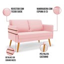 Ver imagem 5 de Kit 01 Namoradeira 02 Lugares e 01 Poltrona Mari Suede Rosa Bebê Base de Madeira Ma30 - D'Rossi