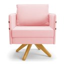 Ver imagem 6 de Kit 01 Namoradeira 02 Lugares e 01 Poltrona Mari Suede Rosa Bebê Base de Madeira Ma30 - D'Rossi