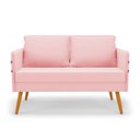 Ver imagem 7 de Kit 01 Namoradeira 02 Lugares e 01 Poltrona Mari Suede Rosa Bebê Base de Madeira Ma30 - D'Rossi