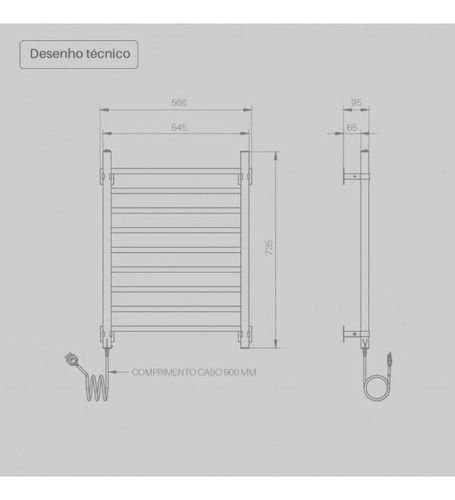 Aquecedor de Toalhas Térmico Seccare Quadratto Preto 110v - 2