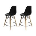 Ver imagem 1 de Kit 2 Banquetas Eames Eiffel de Madeira Assento Preto - Balcão e Area Gourmet