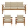 Jogo Sofá Madeira Maciça 3 Lugares e 2 Poltronas Liz Multimóveis Cr7001.t62 Imbuia/bege - 5