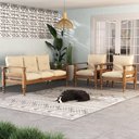 Ver imagem 1 de Jogo Sofá Madeira Maciça 3 Lugares e 2 Poltronas Liz Multimóveis Cr7001.t62 Imbuia/bege