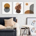 Ver imagem 1 de Kit 3 Quadros Minimalistas Marrons - Folha 24x18cm:madeira Preta