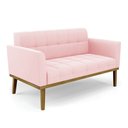 Ver imagem 3 de Namoradeira com Poltrona Base de Madeira Castanho Elisa Suede D03 - D’Rossi Rosa Bebê