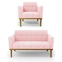 Ver imagem 1 de Namoradeira com Poltrona Base de Madeira Castanho Elisa Suede D03 - D’Rossi Rosa Bebê
