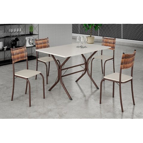 Conjunto de Mesa Atlanta com 04 Cadeiras Off White