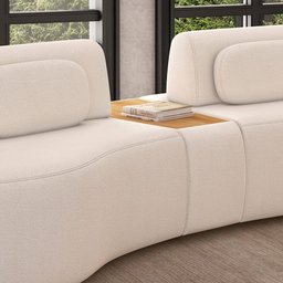 Sofá Curvo Modulado Retrátil 285cm Hyun Bouclé Off White - Sallar Home - 4