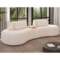 Sofá Curvo Modulado Retrátil 285cm Hyun Bouclé Off White - Sallar Home - 1