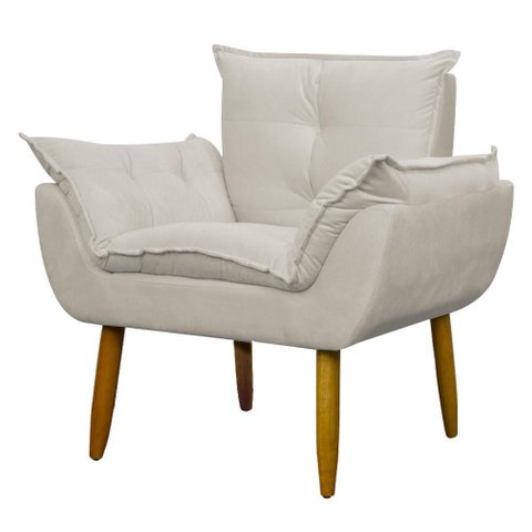 Poltrona Decorativa para Consultório Opala Suede Herrero Cor:bege