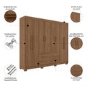 Ver imagem 3 de Guarda Roupa Casal 212cm 8 Portas 6 Gavetas Valenza Jatobá S01 - Mpozenato