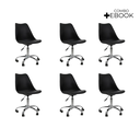 Ver imagem 2 de Kit 06 Cadeiras Office Base Cromada Giratória Saarinen - Preto + E-book