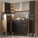 Ver imagem 1 de Armário de Cozinha Completa de Canto 261cm Rustic/Preto Emilly Face Madesa 02