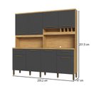 Ver imagem 4 de Cozinha Compacta Cabernet Prime 8 Portas 2 Gavetas 100% MDF Amêndoa/Chumbo - Rio Doce