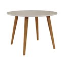 Ver imagem 1 de Mesa De Jantar Redonda 1,10M 4 Lugares Tampo MDF Pés Em Madeira Maciça Dani Cimol Madeira/Off