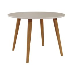 Mesa De Jantar Redonda 1,10M 4 Lugares Tampo MDF Pés Em Madeira Maciça Dani Cimol Madeira/Off - 1