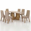 Ver imagem 2 de Mesa de Jantar Dora 160x80 Vidro 25mm Cinamomo Off White com Kit 6 Cadeiras Veludo Bege- Valdemó