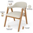 Ver imagem 4 de Kit 03 Cadeiras de Jantar e Estar Living Estofada Nadja L02 Linho Champagne - Lyam Decor