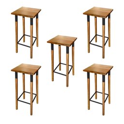 Kit 5 Banquetas Bistro Industrial Colors Ferro e Madeira Maciça - Preta - 1 Kit 5 Banquetas Bistro Industrial Colors Ferro e Madeira Maciça - Preta - 1