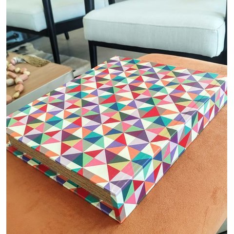 Caixa Formato Livro Madeira Colorido 32x24x6cm