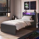 Ver imagem 3 de Cama Infantil Power 1 Portas 3 Nichos com LED Grafite - Art In Móveis