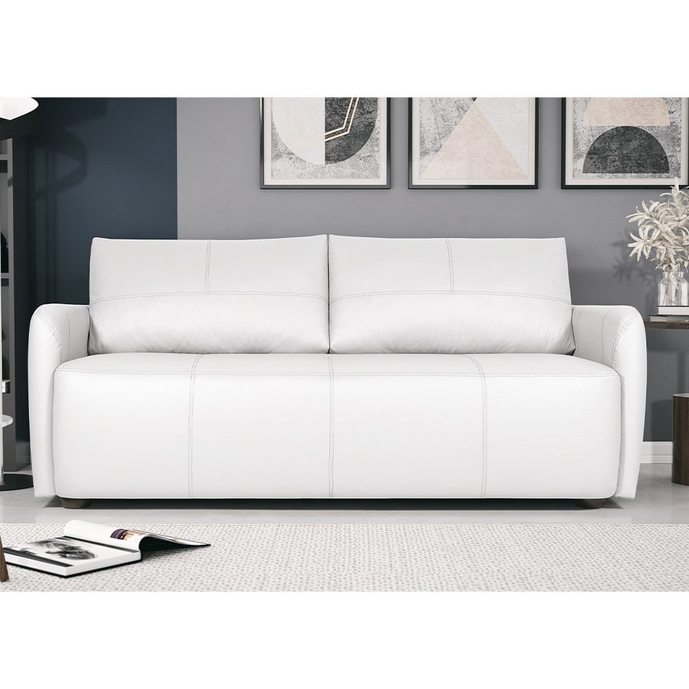 Sofá Decorativo Sala de Estar Lily 2 Lugares 180cm Couro Branco - Gran Belo - 6