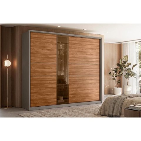 Guarda Roupa Casal 2 Portas Authentic Nogueira/Nude Demóbile