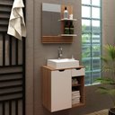 Ver imagem 1 de Kit Gabinete Ame/br e Espelheira Ame/mármore Br - Tecno