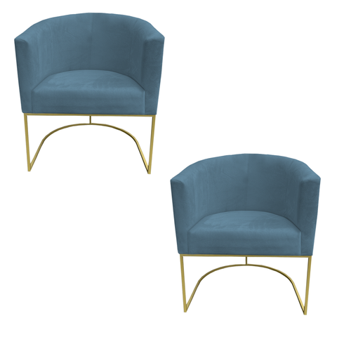 Kit 02 Poltronas Paola Sued Azul Tiffany - D'Classe Decor