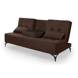 Sofá Cama Solteiro Colorado Reclinável 3 Posições em Suede: Marrom
