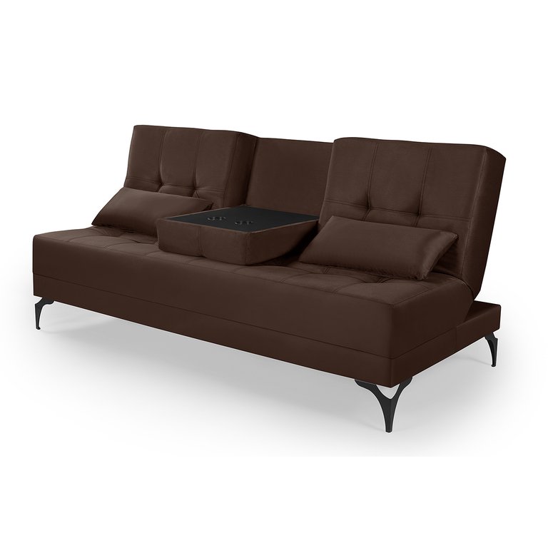 Sofá Cama Solteiro Colorado Reclinável 3 Posições em Suede: Marrom Sofá Cama Solteiro Colorado Reclinável 3 Posições em Suede: Marrom