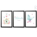 Ver imagem 3 de Quadro decoração quarto de menina aquarela borboleta:Branca