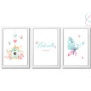 Ver imagem 2 de Quadro decoração quarto de menina aquarela borboleta:Branca