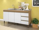 Ver imagem 1 de Balcão Gabinete Karen 159cm Para Pia Sem Tampo Nature Off White - Peternella